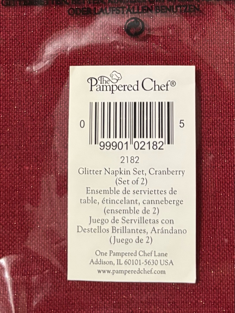 Pampered Chef Red Fabric sparkle napkins- set of 8